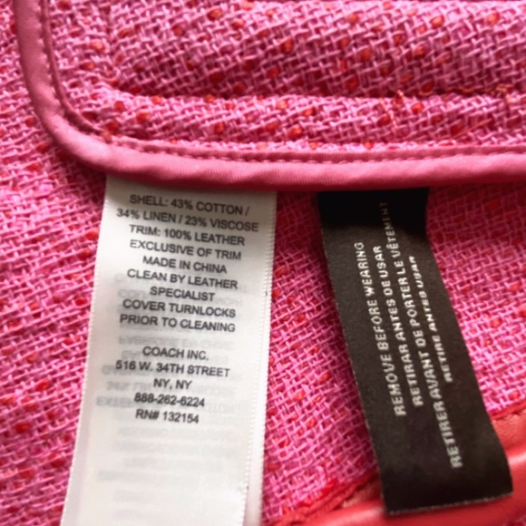 COACH leather-trimmed jacket in magenta fabric - Picture 7 of 8